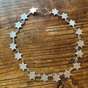 Vintage Mexican Sterling Silver Star Necklace, 16 inches